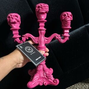 Pink Skull Candelabra